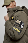 Оптом Куртка мужская зимняя с капюшоном молодежная цвета хаки 88905Kh в Екатеринбурге, фото 3