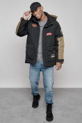 Оптом Куртка мужская зимняя с капюшоном молодежная черного цвета 88906Ch в Екатеринбурге, фото 12