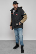 Оптом Куртка мужская зимняя с капюшоном молодежная черного цвета 88906Ch в Екатеринбурге, фото 13