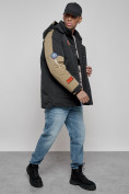 Оптом Куртка мужская зимняя с капюшоном молодежная черного цвета 88906Ch в Казани, фото 14