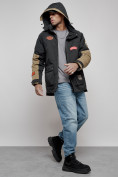 Оптом Куртка мужская зимняя с капюшоном молодежная черного цвета 88906Ch в Казани, фото 17