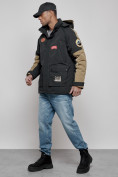 Оптом Куртка мужская зимняя с капюшоном молодежная черного цвета 88906Ch в Казани, фото 2