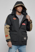 Оптом Куртка мужская зимняя с капюшоном молодежная черного цвета 88906Ch в Казани, фото 20