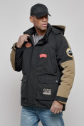Оптом Куртка мужская зимняя с капюшоном молодежная черного цвета 88906Ch в Казани, фото 5