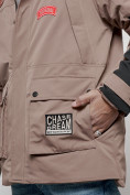 Оптом Куртка мужская зимняя с капюшоном молодежная коричневого цвета 88906K в Екатеринбурге, фото 13