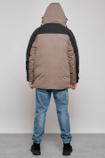 Оптом Куртка мужская зимняя с капюшоном молодежная коричневого цвета 88906K в Екатеринбурге, фото 5