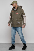 Оптом Куртка мужская зимняя с капюшоном молодежная цвета хаки 88906Kh в Екатеринбурге, фото 18