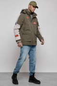Оптом Куртка мужская зимняя с капюшоном молодежная цвета хаки 88906Kh в Екатеринбурге, фото 19