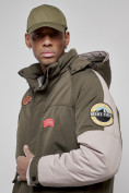 Оптом Куртка мужская зимняя с капюшоном молодежная цвета хаки 88906Kh в Екатеринбурге, фото 8