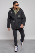 Оптом Куртка мужская зимняя с капюшоном молодежная черного цвета 88911Ch, фото 10