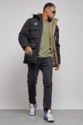Оптом Куртка мужская зимняя с капюшоном молодежная черного цвета 88911Ch, фото 11
