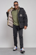 Оптом Куртка мужская зимняя с капюшоном молодежная черного цвета 88911Ch в Самаре, фото 12