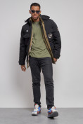 Оптом Куртка мужская зимняя с капюшоном молодежная черного цвета 88911Ch, фото 13
