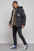Оптом Куртка мужская зимняя с капюшоном молодежная черного цвета 88911Ch в Уфе, фото 2
