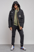 Оптом Куртка мужская зимняя с капюшоном молодежная черного цвета 88911Ch в Уфе, фото 5