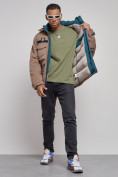 Оптом Куртка мужская зимняя с капюшоном молодежная коричневого цвета 88911K, фото 12