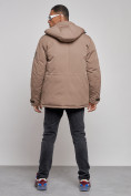 Оптом Куртка мужская зимняя с капюшоном молодежная коричневого цвета 88911K в Челябинске, фото 4