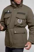 Оптом Куртка мужская зимняя с капюшоном молодежная цвета хаки 88911Kh в Уфе, фото 10