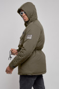 Оптом Куртка мужская зимняя с капюшоном молодежная цвета хаки 88911Kh, фото 9