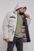 Оптом Куртка мужская зимняя с капюшоном молодежная серого цвета 88911Sr, фото 11