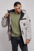 Оптом Куртка мужская зимняя с капюшоном молодежная серого цвета 88911Sr, фото 12