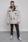 Оптом Куртка мужская зимняя с капюшоном молодежная серого цвета 88911Sr, фото 14