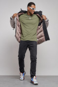 Оптом Куртка мужская зимняя с капюшоном молодежная серого цвета 88911Sr, фото 17