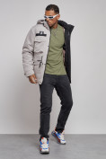 Оптом Куртка мужская зимняя с капюшоном молодежная серого цвета 88911Sr в Перми, фото 18