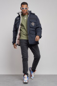 Оптом Куртка мужская зимняя с капюшоном молодежная темно-синего цвета 88911TS в Иркутске, фото 13