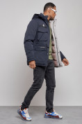 Оптом Куртка мужская зимняя с капюшоном молодежная темно-синего цвета 88911TS, фото 3