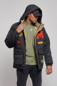 Оптом Куртка мужская зимняя с капюшоном молодежная черного цвета 88915Ch, фото 6