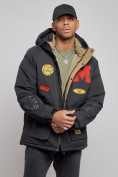 Оптом Куртка мужская зимняя с капюшоном молодежная черного цвета 88915Ch в Сочи, фото 8