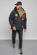 Оптом Куртка мужская зимняя с капюшоном молодежная черного цвета 88915Ch в Екатеринбурге, фото 9