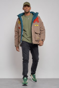 Оптом Куртка мужская зимняя с капюшоном молодежная коричневого цвета 88915K, фото 13