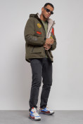 Оптом Куртка мужская зимняя с капюшоном молодежная цвета хаки 88915Kh в Ижевск, фото 11
