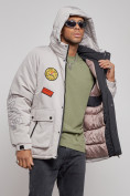 Оптом Куртка мужская зимняя с капюшоном молодежная серого цвета 88915Sr, фото 5