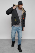 Оптом Куртка мужская зимняя с капюшоном молодежная черного цвета 88917Ch в Екатеринбурге, фото 13
