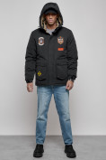 Оптом Куртка мужская зимняя с капюшоном молодежная черного цвета 88917Ch в Екатеринбурге, фото 16
