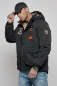 Оптом Куртка мужская зимняя с капюшоном молодежная черного цвета 88917Ch в Екатеринбурге, фото 2