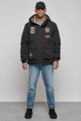 Оптом Куртка мужская зимняя с капюшоном молодежная черного цвета 88917Ch в Екатеринбурге, фото 5