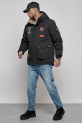 Оптом Куртка мужская зимняя с капюшоном молодежная черного цвета 88917Ch в Екатеринбурге, фото 6