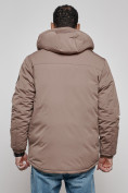Оптом Куртка мужская зимняя с капюшоном молодежная коричневого цвета 88917K в Екатеринбурге, фото 10