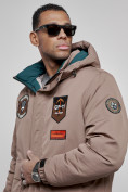 Оптом Куртка мужская зимняя с капюшоном молодежная коричневого цвета 88917K в Екатеринбурге, фото 12