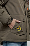 Оптом Куртка мужская зимняя с капюшоном молодежная цвета хаки 88917Kh в Екатеринбурге, фото 12