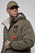 Оптом Куртка мужская зимняя с капюшоном молодежная цвета хаки 88917Kh в Екатеринбурге, фото 13