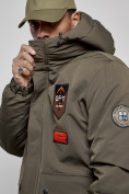 Оптом Куртка мужская зимняя с капюшоном молодежная цвета хаки 88917Kh в Екатеринбурге, фото 14