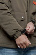 Оптом Куртка мужская зимняя с капюшоном молодежная цвета хаки 88917Kh в Екатеринбурге, фото 15
