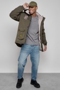 Оптом Куртка мужская зимняя с капюшоном молодежная цвета хаки 88917Kh в Екатеринбурге, фото 17