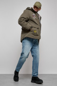Оптом Куртка мужская зимняя с капюшоном молодежная цвета хаки 88917Kh в Екатеринбурге, фото 18
