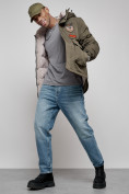 Оптом Куртка мужская зимняя с капюшоном молодежная цвета хаки 88917Kh в Екатеринбурге, фото 19